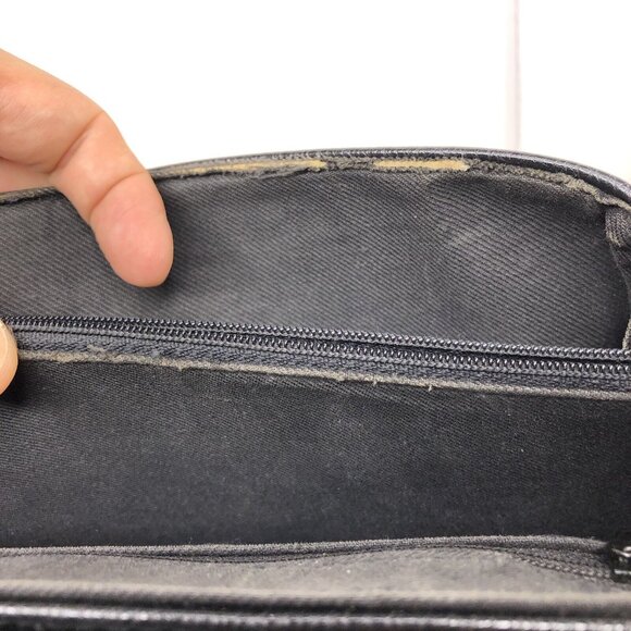 Vtg Carryland USA Leather Purse Black Brown Shoulder Crossbody Bag Woven Handle - Picture 12 of 13